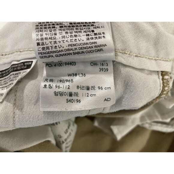 Flawed Levi’s Pants Men’s 38x36 Khaki Cargo Distressed Twill Straight Leg - Picture 11 of 16